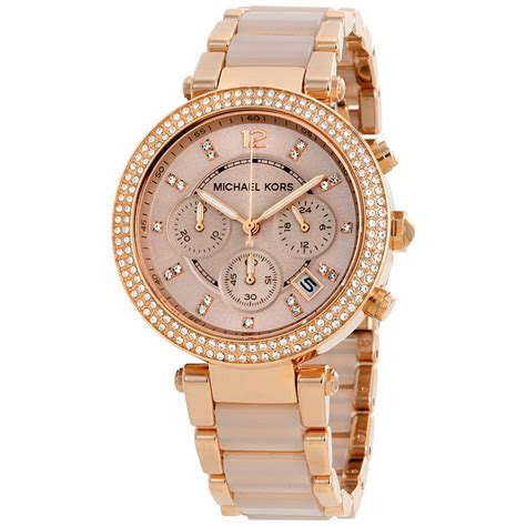 michael kors watches woman rose gold|Michael Kors women's parker watch.